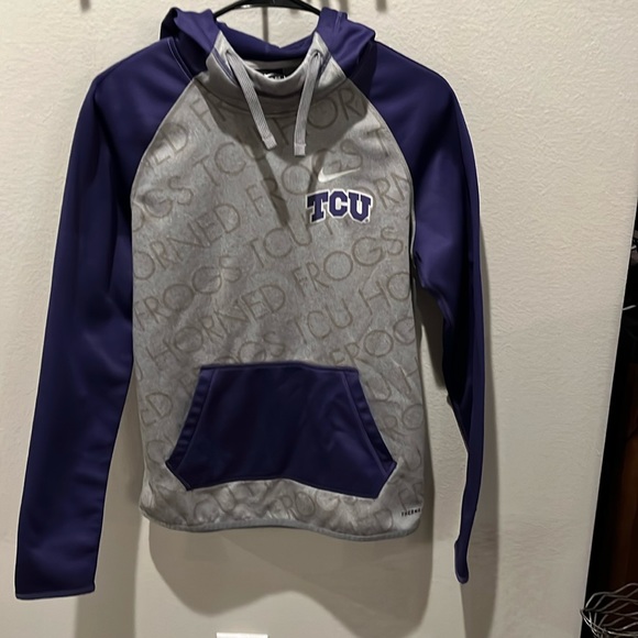 Nike Therma-Fit TCU Horned Frogs Hoodie Sweatshirt Womens size Small EUC - Picture 1 of 6